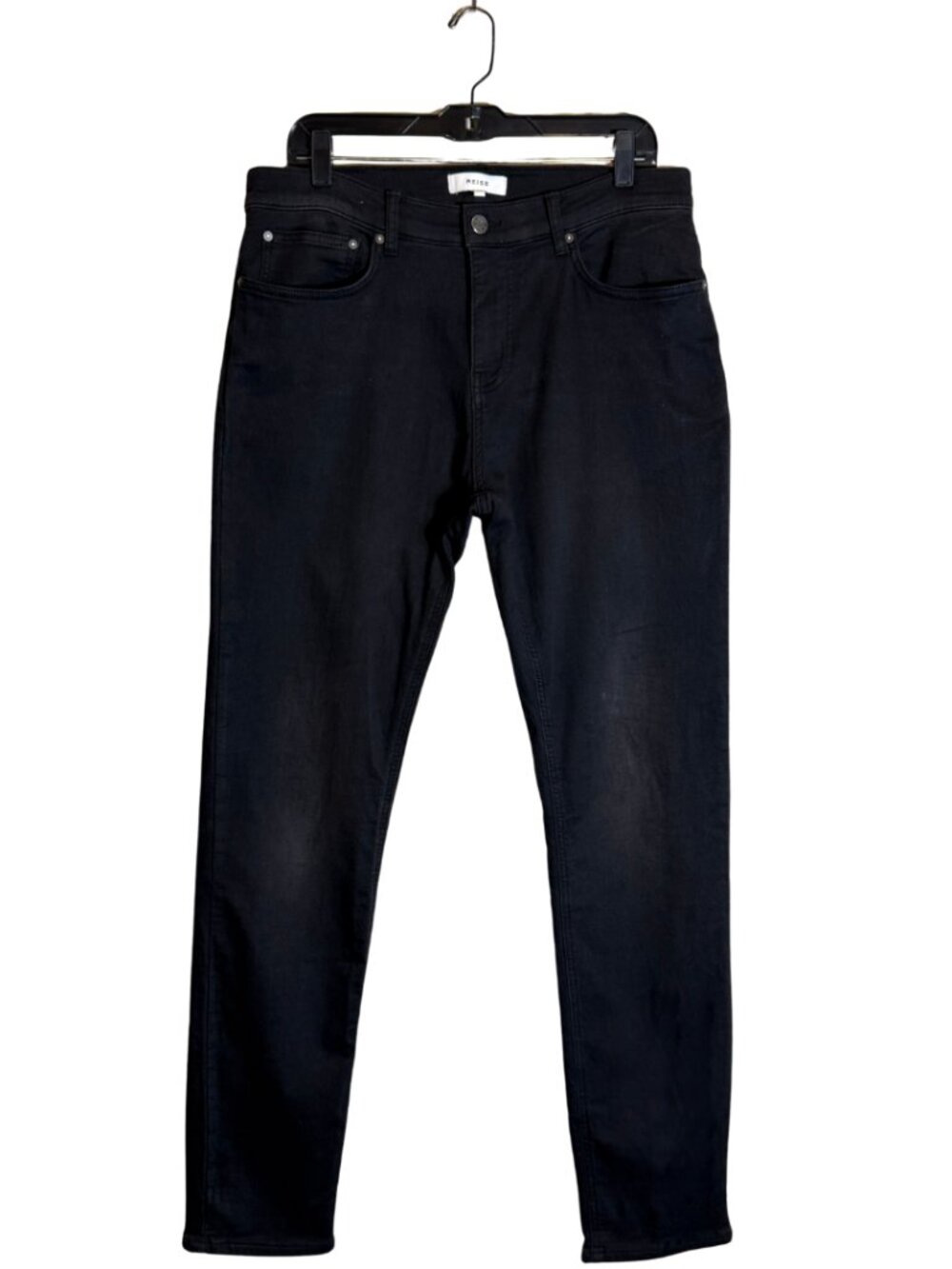 Reiss Classic Straight Leg Denim Jeans Mens 34 Black Minimalist Versatile Preppy